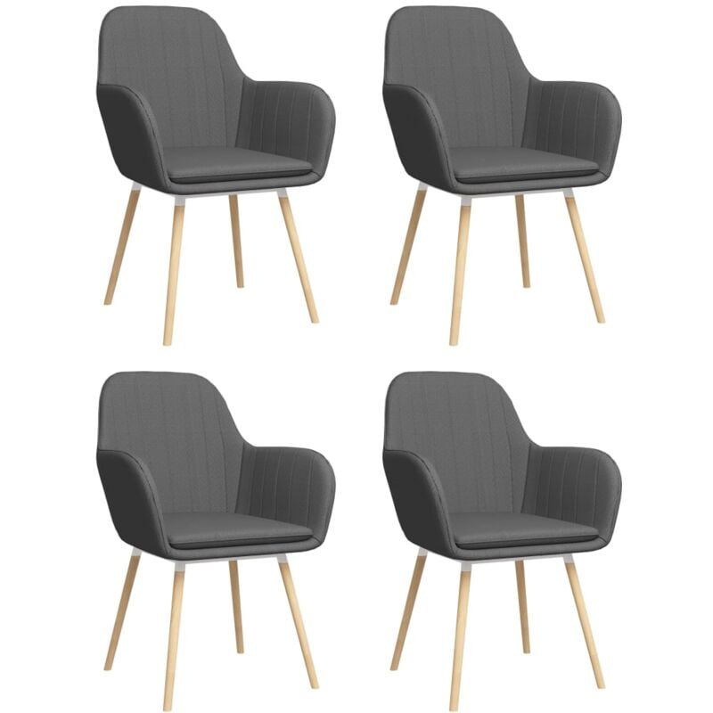 

Sillas de Comedor con Reposabrazos 4 Unidades Tela Gris Oscuro - Gris - Vidaxl