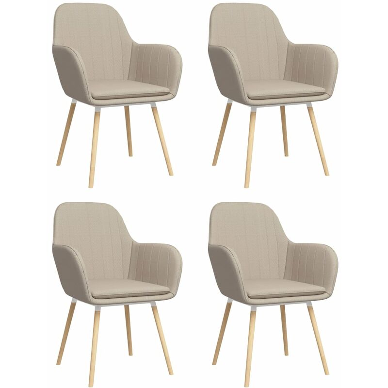 

vidaXL Sillas de Comedor con Reposabrazos 4 Unidades Tela Crema - Crema