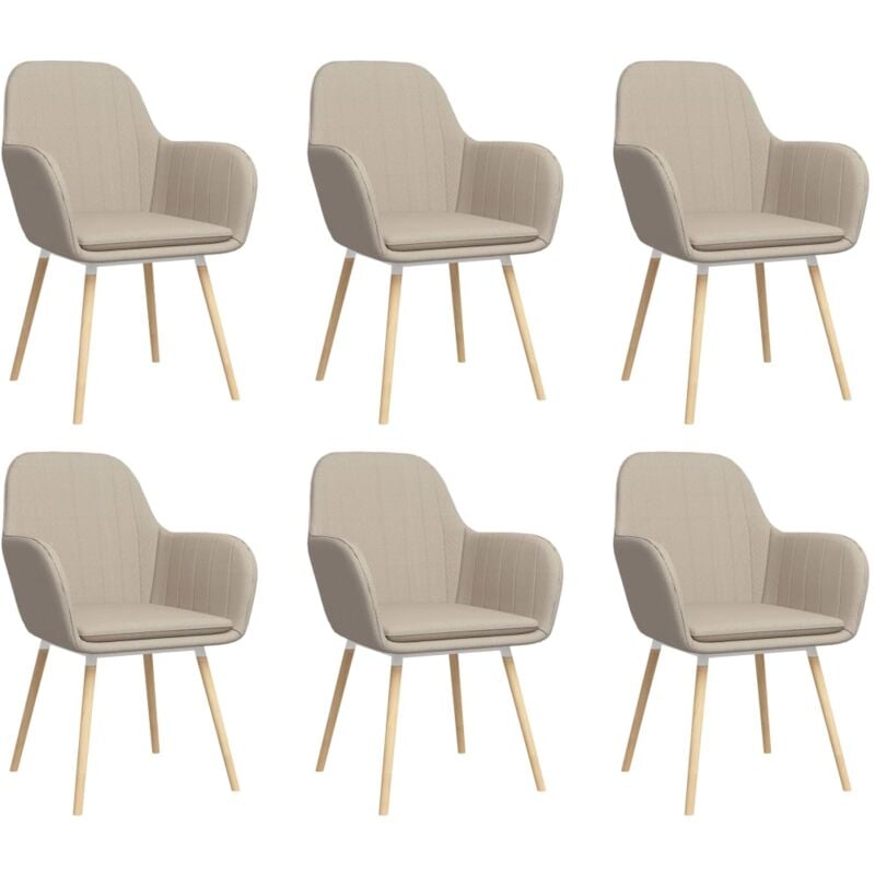 

Sillas de Comedor con Reposabrazos 6 Unidades Tela Crema - Crema - Vidaxl