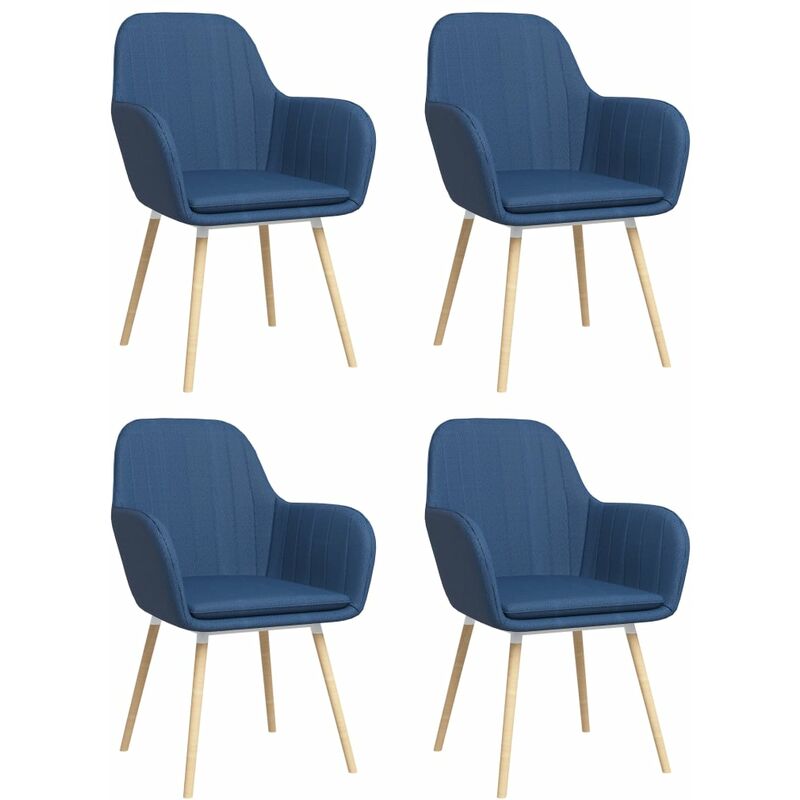 

vidaXL Sillas de Comedor con Reposabrazos 4 Unidades Tela Azul - Azul