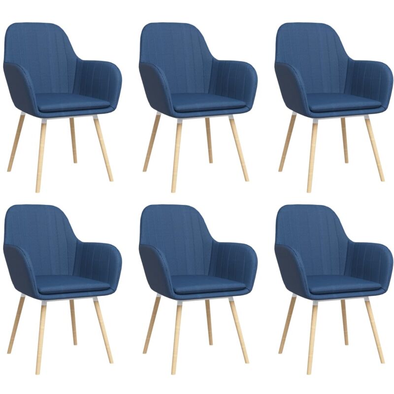 

vidaXL Sillas de Comedor con Reposabrazos 6 Unidades Tela Azul - Azul