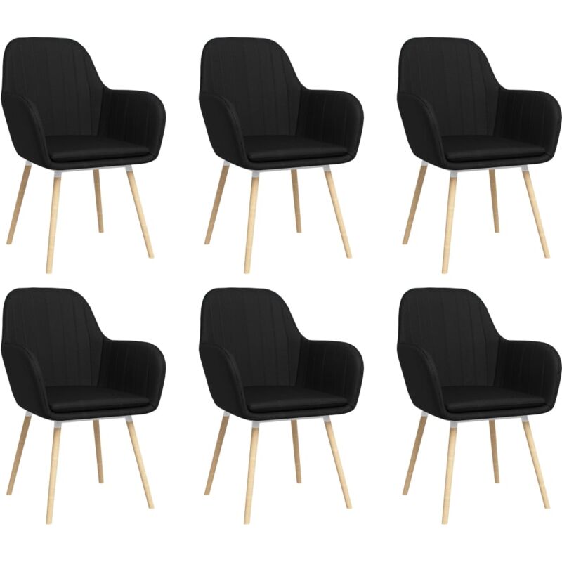 

Sillas de Comedor con Reposabrazos 6 Unidades Tela Negra - Negro - Vidaxl