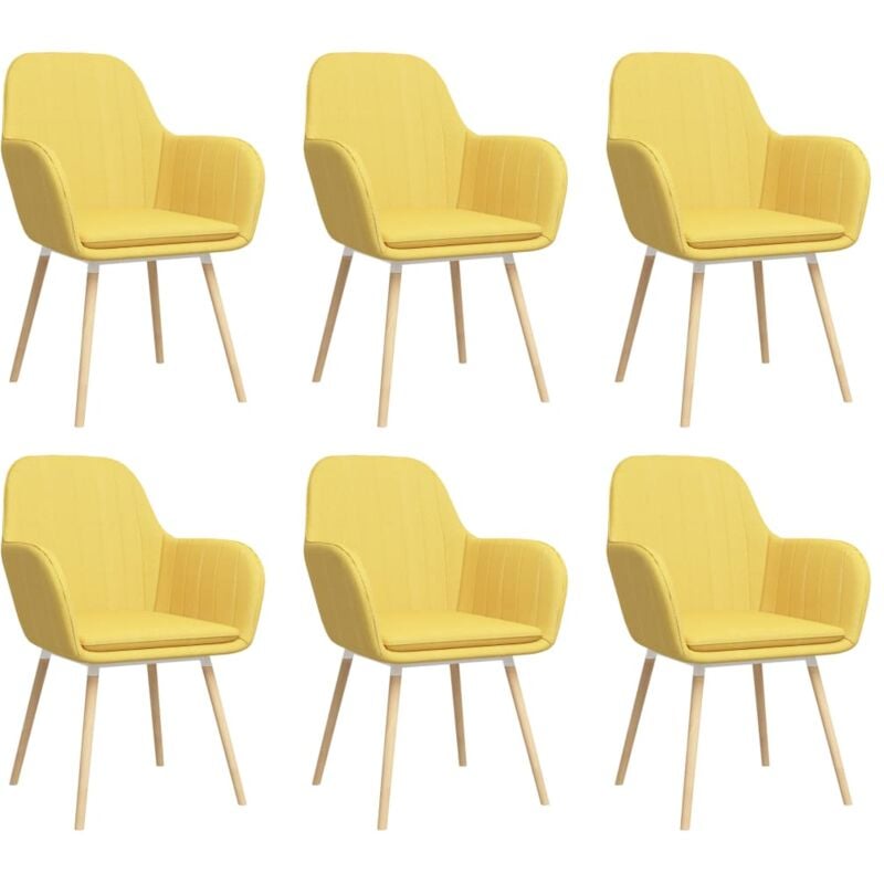 

Sillas de Comedor con Reposabrazos 6 Unidades Tela Amarillo - Amarillo - Vidaxl