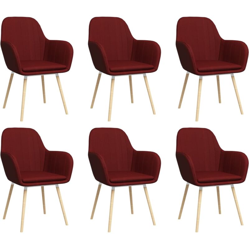 

Sillas de Comedor con Reposabrazos 6 Unidades Tela Vino Tinto - Rojo - Vidaxl