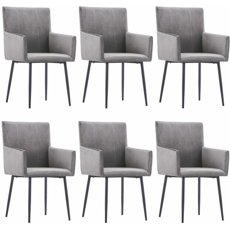 

Sillas de comedor con reposabrazos 6 unidades terciopelo gris
