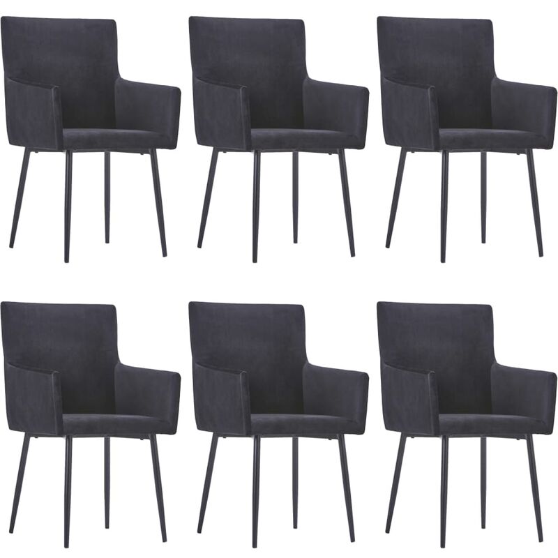 

BHD - Sillas de comedor con reposabrazos 6 unidades terciopelo negro