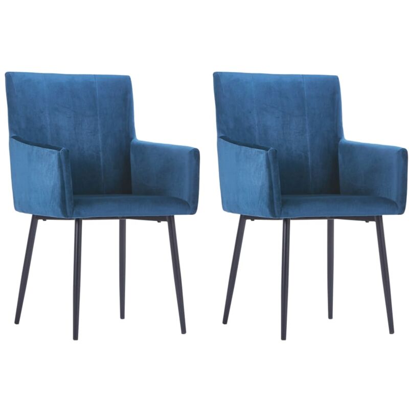 

vidaXL Sillas de Comedor con Reposabrazos Terciopelo 2 Unidades Azul - Azul