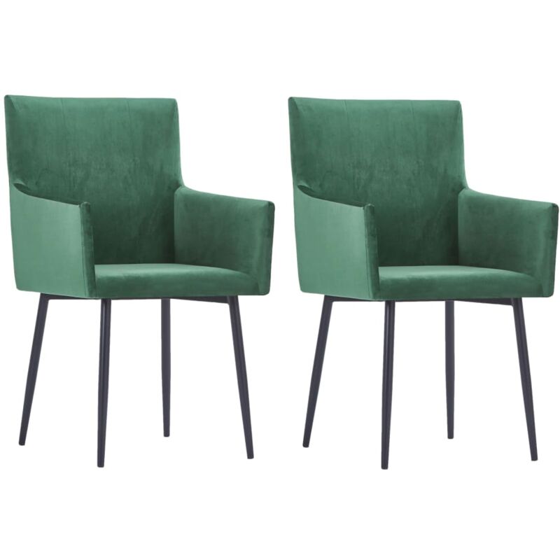 

vidaXL Sillas de Comedor con Reposabrazos Terciopelo 2 Unidades Verde - Verde