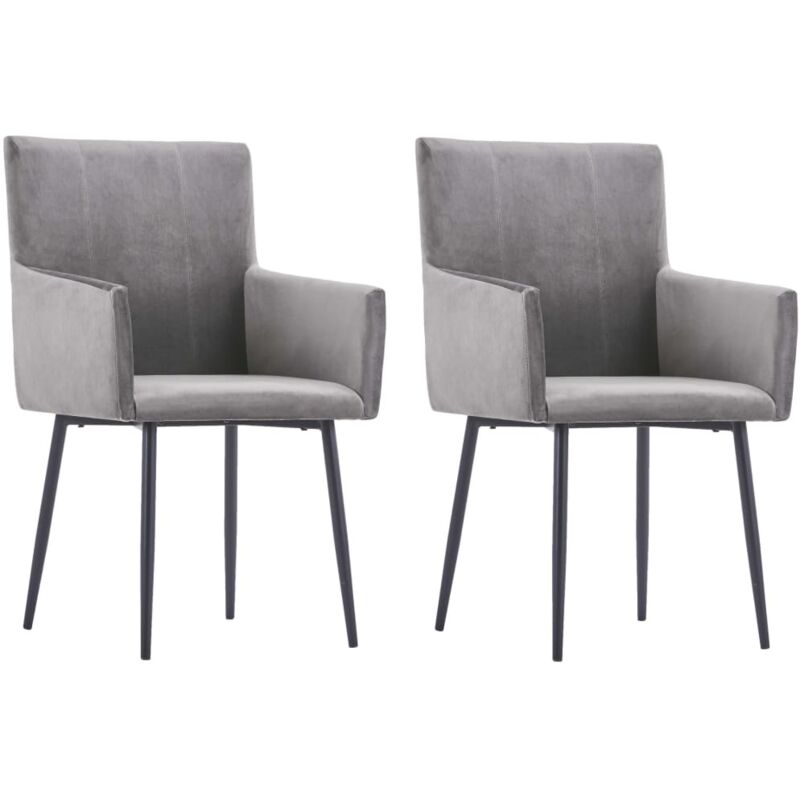 

vidaXL Sillas de Comedor con Reposabrazos Terciopelo 2 Unidades Gris - Gris