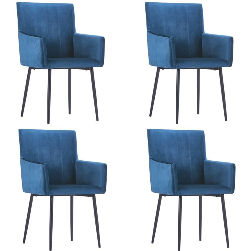 

Sillas de Comedor con Reposabrazos Terciopelo 4 Unidades Azul - Azul - Vidaxl