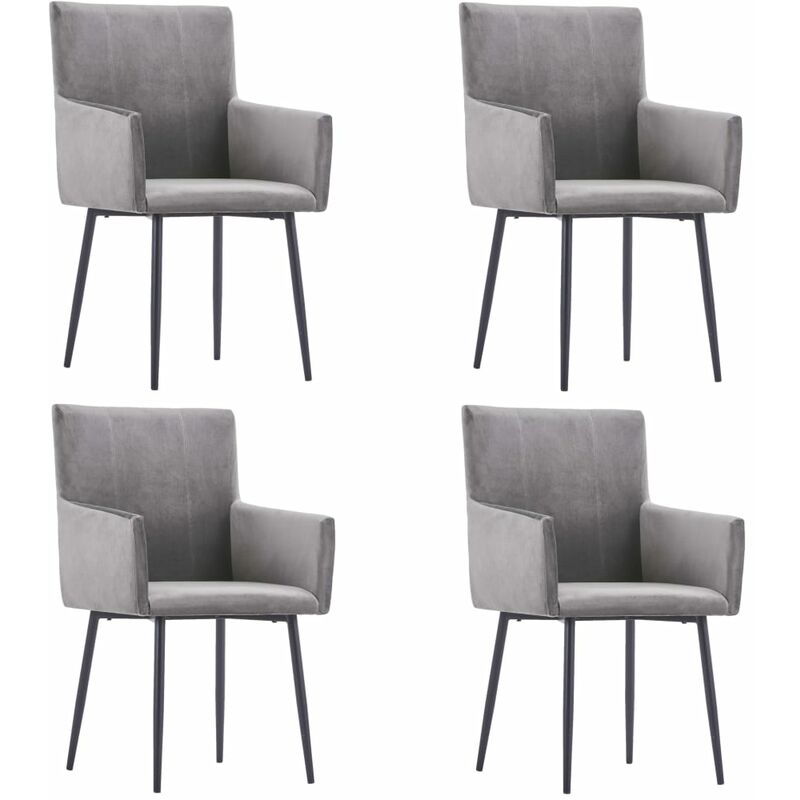 

Sillas de Comedor con Reposabrazos Terciopelo 4 Unidades Gris - Gris - Vidaxl