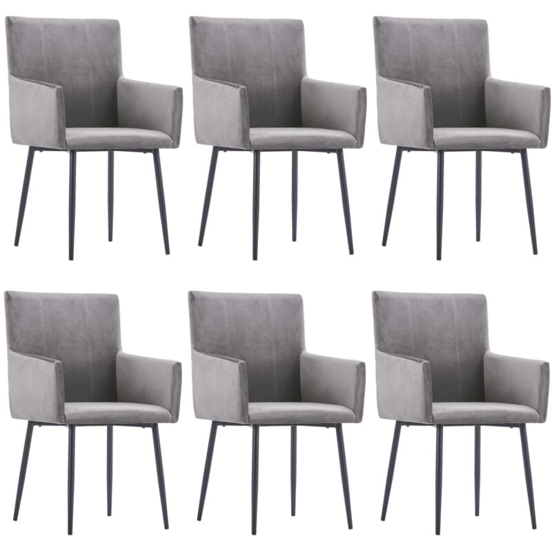 

Sillas de Comedor con Reposabrazos Terciopelo 6 Unidades Gris - Gris - Vidaxl