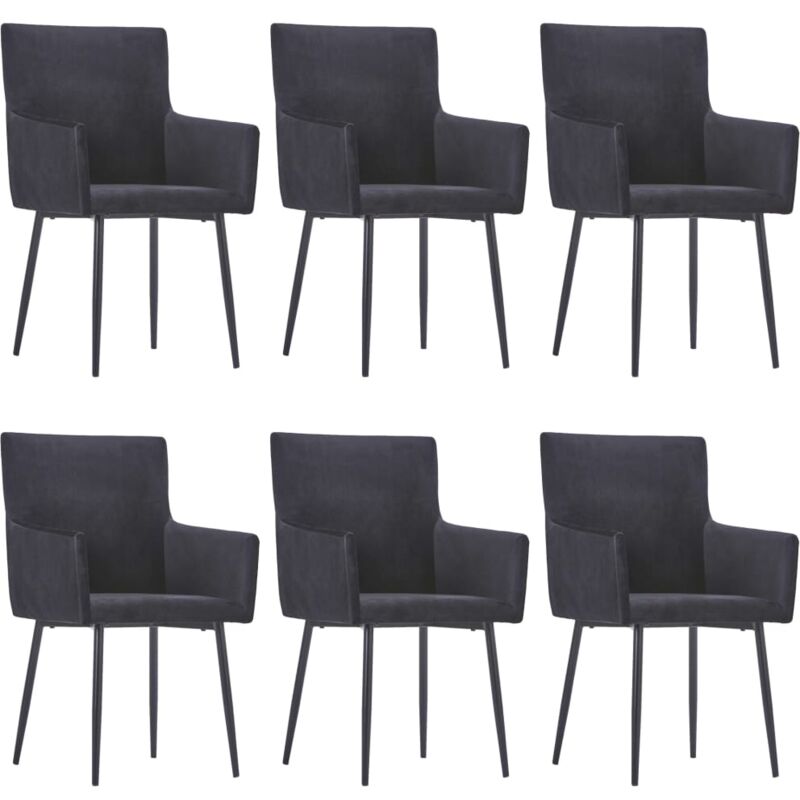 

vidaXL Sillas de Comedor con Reposabrazos Terciopelo 6 Unidades Negro - Negro