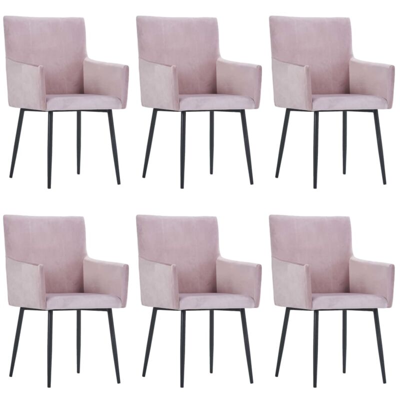 

Sillas de Comedor con Reposabrazos Terciopelo 6 Unidades Rosa - Rosa - Vidaxl