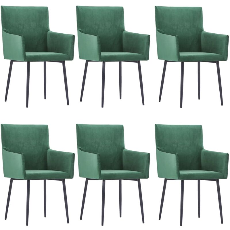 

Sillas de comedor con reposabrazos 6 unidades terciopelo verde