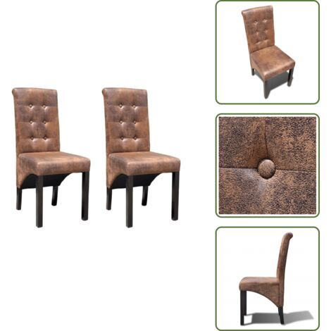 Sillas de comedor con respaldo - vidaXL Sillas de comedor 2 unidades cuero sintético marrón - Sillas de comedor de madera