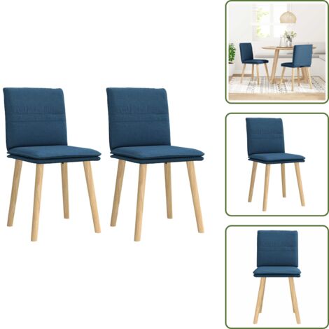 Sillas de comedor con respaldo - vidaXL Sillas de comedor 2 unidades tela azul - Sillas de comedor de madera
