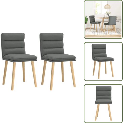Sillas de comedor con respaldo - vidaXL Sillas de comedor 2 unidades tela gris oscuro - Sillas de comedor de madera