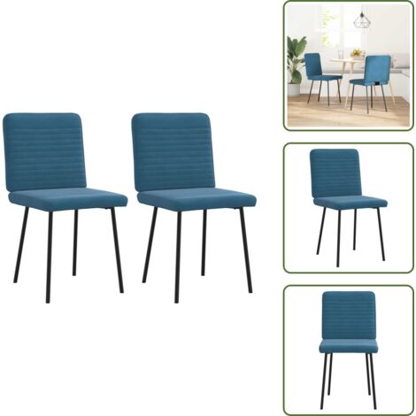 Sillas de comedor con respaldo - vidaXL Sillas de comedor 2 unidades terciopelo azul - Sillas de comedor con espuma