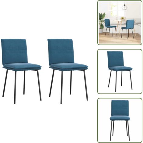 Sillas de comedor con respaldo - vidaXL Sillas de comedor 2 unidades terciopelo azul - Sillas de comedor terciopelo