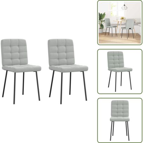 Sillas de comedor con respaldo - vidaXL Sillas de comedor 2 unidades terciopelo gris claro - Sillas de comedor con espuma
