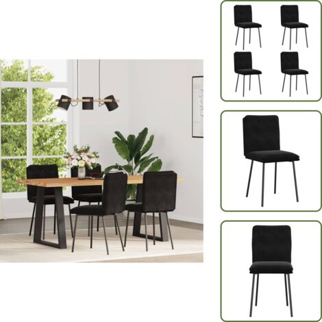 Sillas de comedor con respaldo - vidaXL Sillas de comedor 4 unidades terciopelo negro - Sillas de comedor con espuma