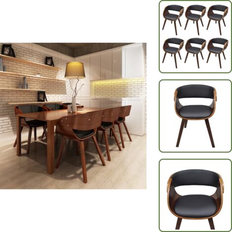 Sillas de comedor con respaldo - vidaXL Sillas de comedor 6 uds cuero sintético marrón - Sillas de comedor para sala