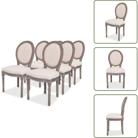 Sillas de comedor con respaldo - vidaXL Sillas de comedor 6 unidades tela color crema - Sillas de comedor crema
