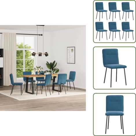 Sillas de comedor con respaldo - vidaXL Sillas de comedor 6 unidades terciopelo azul - Sillas de comedor para comedor