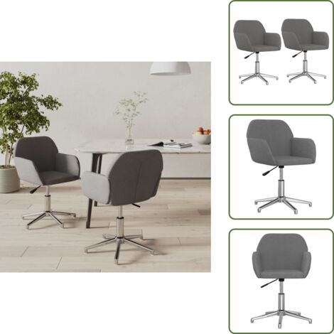Sillas de comedor con respaldo - vidaXL Sillas de comedor giratorias 2 unidades tela gris claro - Sillas de comedor ergonómicas