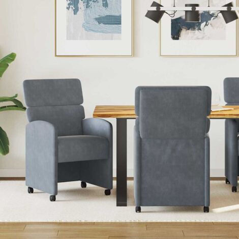 Sillas de Comedor con Ruedas 2 pcs Gris oscuro 58 x 65 x 98 cm