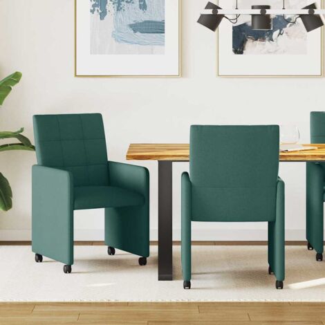 Sillas de Comedor con Ruedas 2 pcs Rojo vino tinto tela vidaXL
