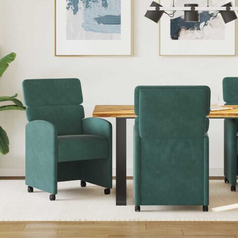 Sillas de Comedor con Ruedas 2 pcs Verde oscuro 58 x 65 x 98 cm