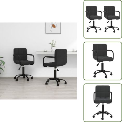 Sillas de comedor con ruedas - vidaXL Sillas de comedor giratorias 2 uds terciopelo negro - Sillas de comedor terciopelo
