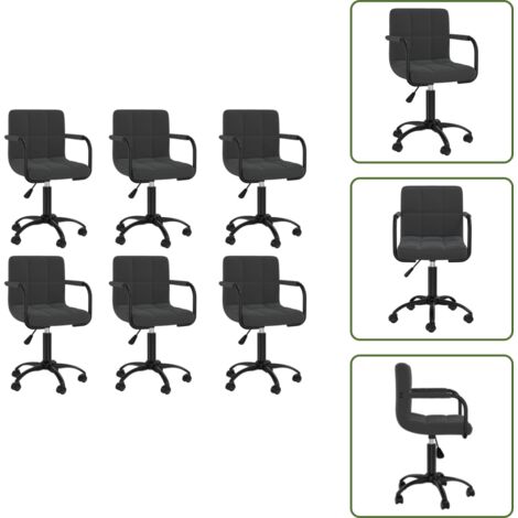 Sillas de comedor con ruedas - vidaXL Sillas de comedor giratorias 6 unidades terciopelo negro - Sillas de comedor terciopelo