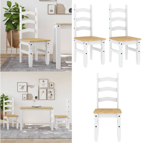 Sillas de comedor Corona 2 uds madera pino blanco 42x47x107 cm - Madera de pino - Sillas de comedor de madera