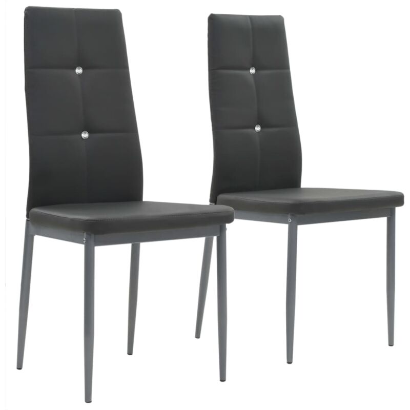 

vidaXL Sillas de Comedor Cuero Sintético 2 Unidades Gris - Gris