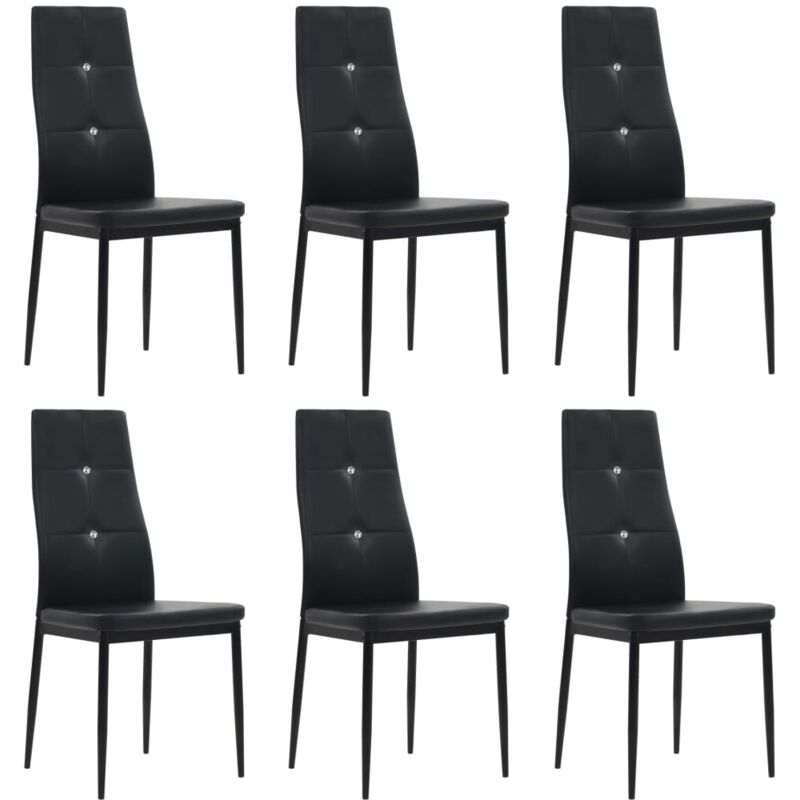 

vidaXL Sillas de Comedor Cuero Sintético 6 Unidades Negro - Negro