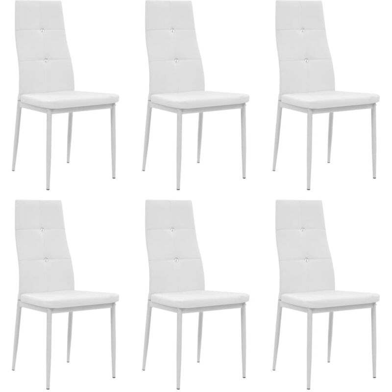 

vidaXL Sillas de Comedor Cuero Sintético 6 Unidades Blanco - Blanco