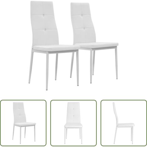 Sillas de comedor cuero sintético -  Sillas de comedor 2 unidades cuero sintético blanco