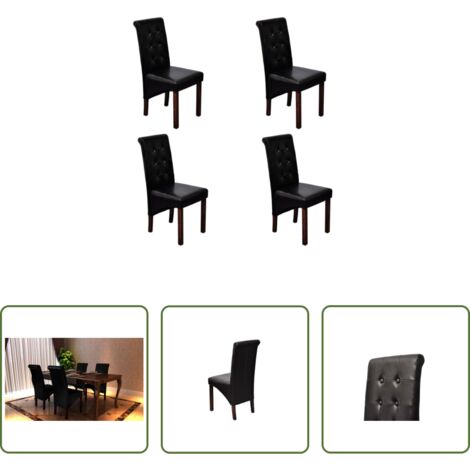 Sillas de comedor cuero sintético -  Sillas de comedor 4 unidades cuero sintético negro