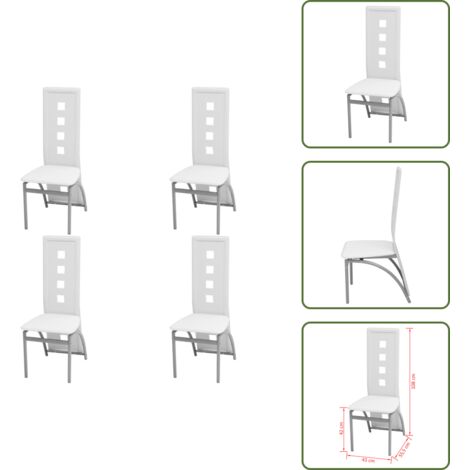 Sillas de comedor cuero sintético - vidaXL Sillas de comedor 4 unidades cuero sintético blanco - Sillas de comedor blancas