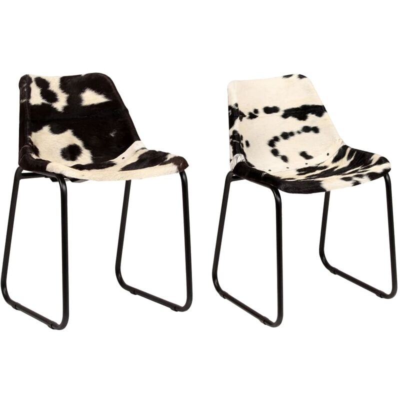 

Happyshopping - Sillas de comedor de cuero autentico de cabra marron 2 unidades