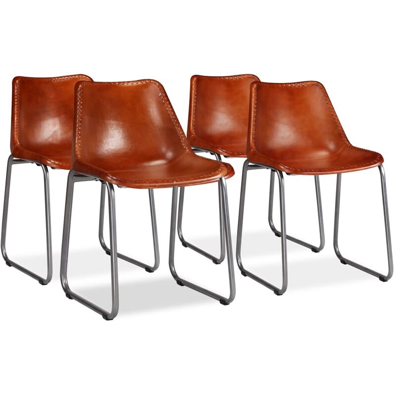 

Sillas de Comedor 4 Unidades Cuero Auténtico Marrón - Marrón - Vidaxl