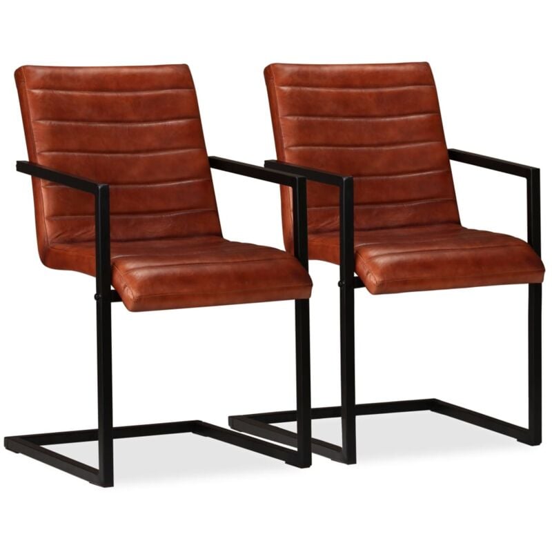 

vidaXL Sillas de Comedor Cuero Auténtico 2 Unidades Marrón - Marrón