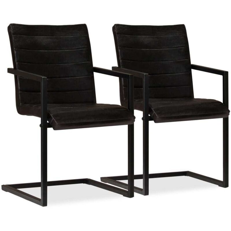 

vidaXL Sillas de Comedor Cuero Auténtico 2 Unidades Antracita - Antracita