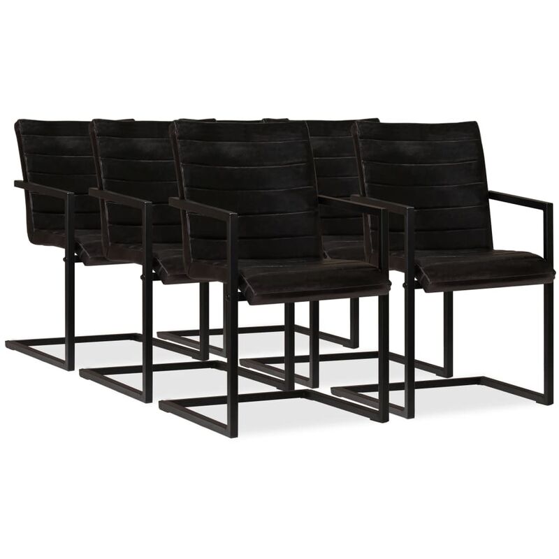 

Sillas de Comedor Cuero Auténtico 6 Unidades Antracita - Antracita - Vidaxl