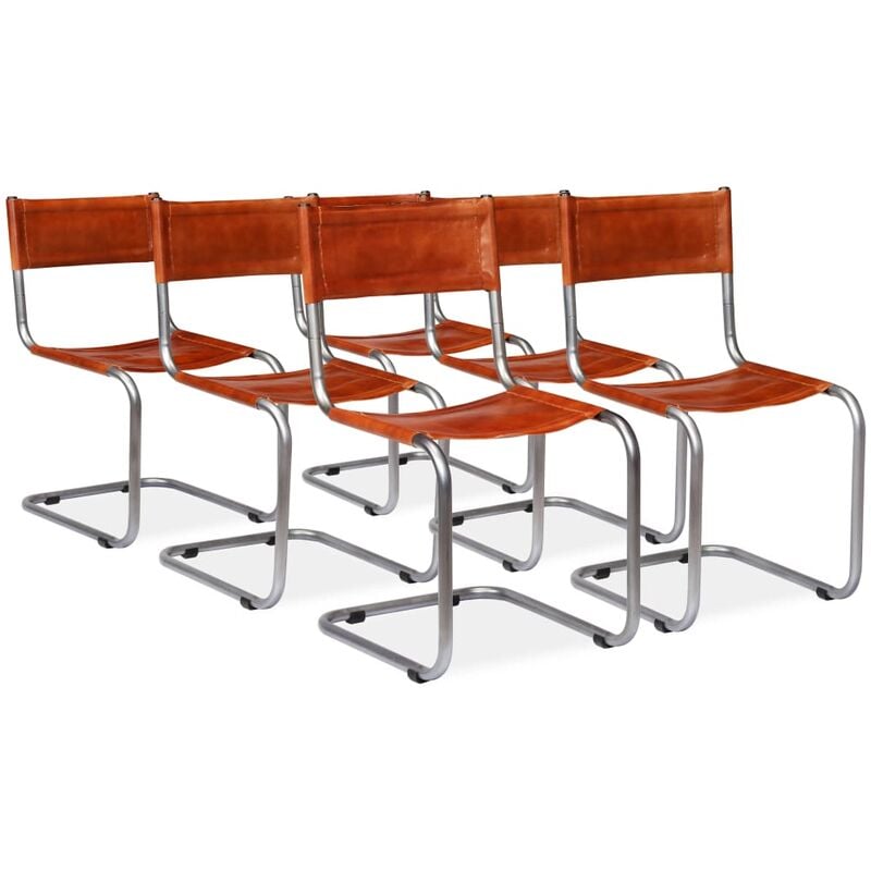

Sillas de Comedor Cuero Auténtico Marrón 6 Unidades - Marrón - Vidaxl