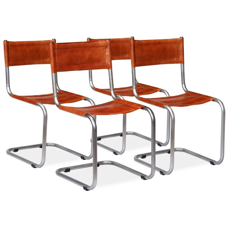 

Sillas de Comedor Cuero Auténtico Marrón 4 Unidades - Marrón - Vidaxl