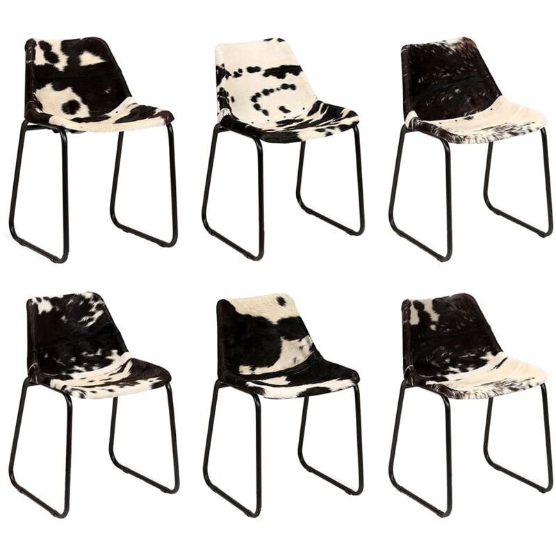 

Sillas de comedor de cuero de cabra auténtico 6 unidades - Multicolor